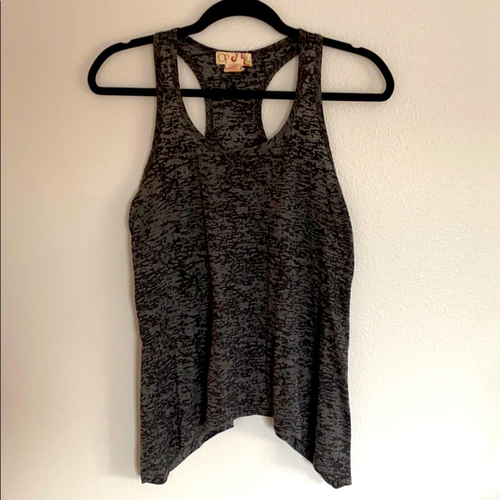 Sheer grey and black tank